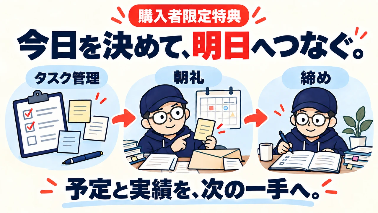 購入者限定特典。今日を決めて、明日へつなぐ。